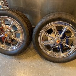 Porsche/VW Wheels (2 only) 1970's Chrome Fuchs 2.0 with Fulda Tires 