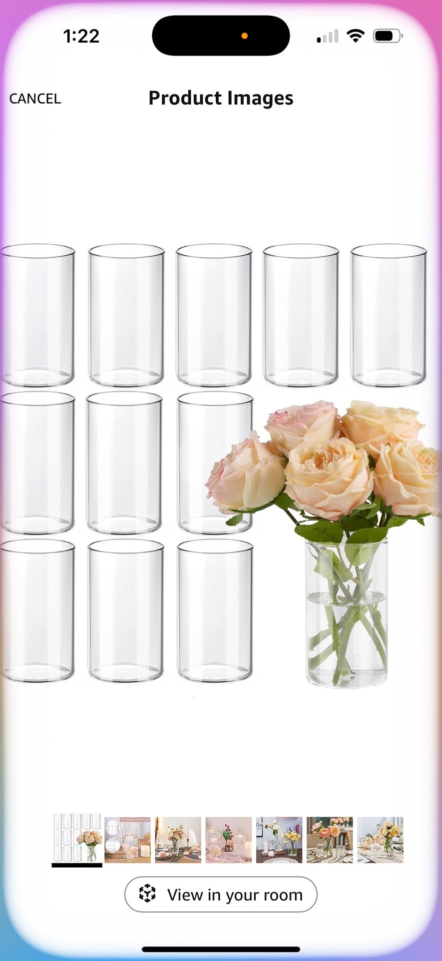 12pcs Glass Cylinder Vases for Centerpieces, 6 Inch Clear