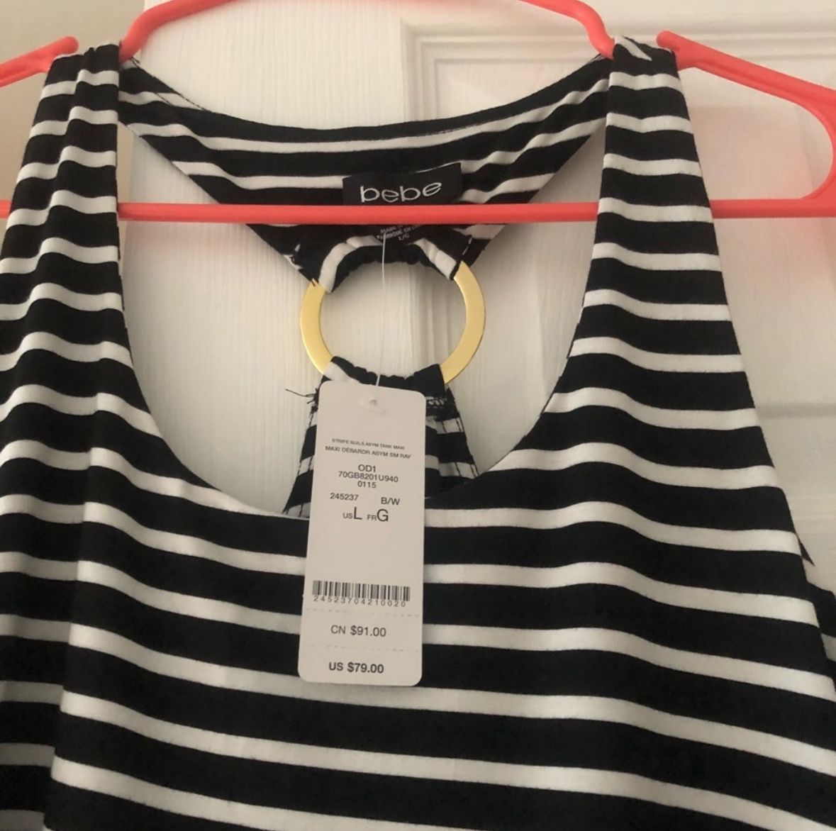 Bebe Stripe Tank Maxi Dress