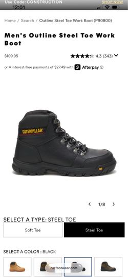 Cat steel toe boot