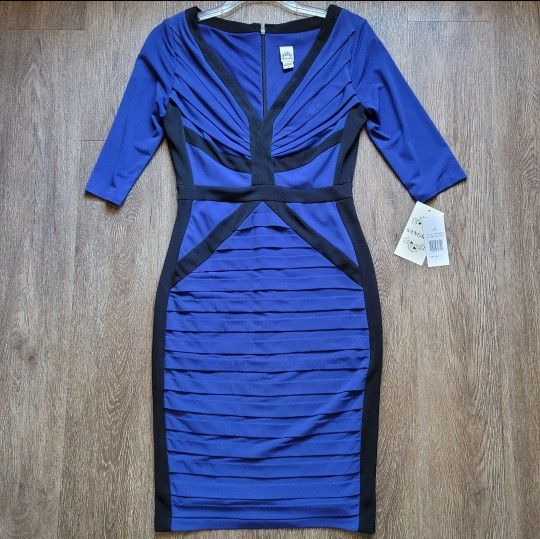 Sangria Royal Blue & Black Dress Size 4