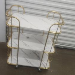 ✨ Gold & Marble Bar Cart (3-Tier Rolling Cart) - MOVING SALE!!!! ✨