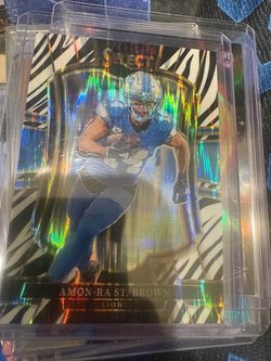 Amon-Ra St. Brown 2025 Select Zebra Football Card