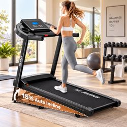 New Treadmill for Home with 0-15% Auto Incline, Speed Range 0.6 to 7.5 MPH Foldable Walking Pad Treadmill with 330LBS Weight Capacity and Pulse Sensor