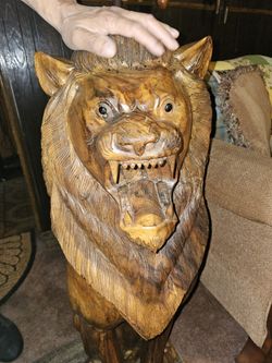 Wood Carved Lion