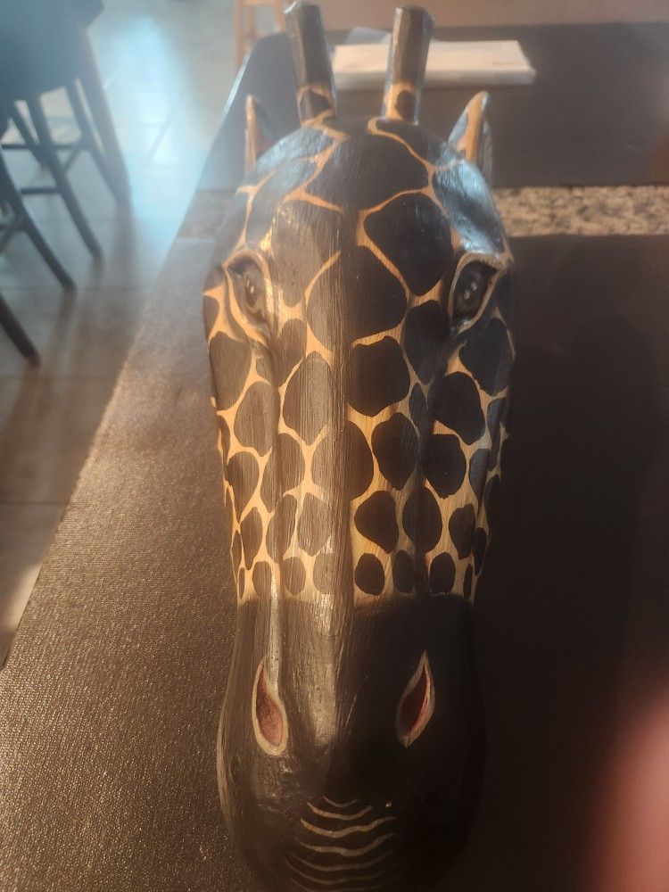 Wood Giraffe Head