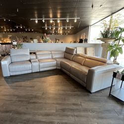 6PC Leather Power Sectional Reclining 