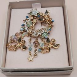 Kirk's Folly Angel Brooch and Earrings, In original box