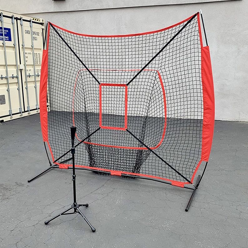 (New in box) $65 Baseball Softball (7x7’ Net & Ball Tee Set) Practice Hitting & Pitching Net w/ Carry Bag 