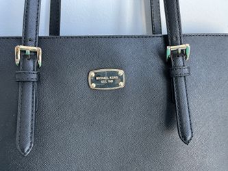 Michael Kors Large Black Leather Tote Bag With Pockets
