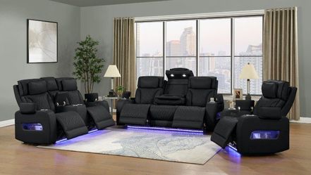 Contemporary Design power recliner sofa w/Surround sound & LED Light