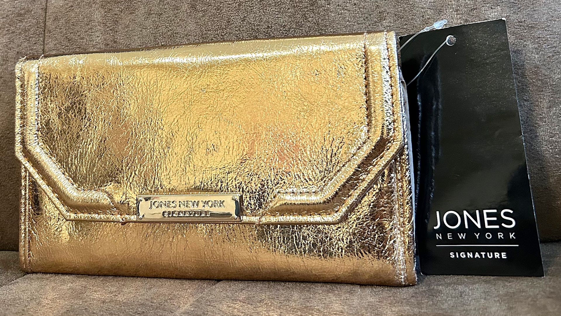 Jones New York Rose Gold Metallic Wallet Clutch