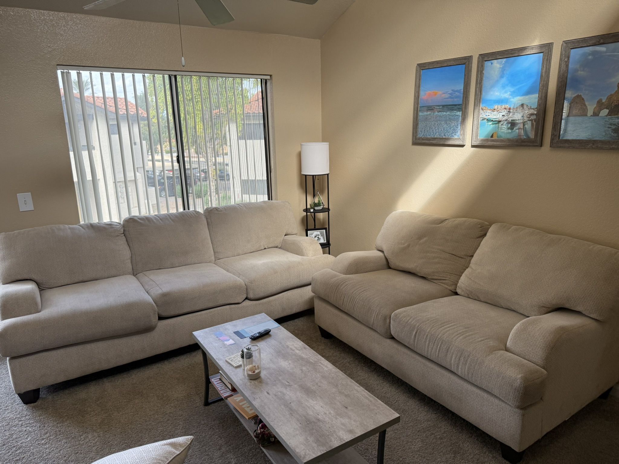 ✨ Couch + Loveseat Set – Beige – Modern – Fair Condition – Chandler, AZ