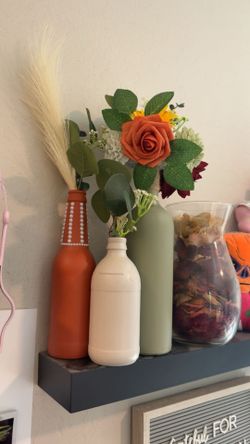 Decorative Bottle Vase Set w/ Faux Flowers