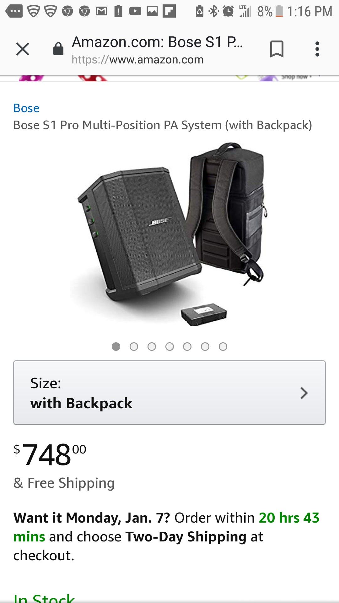 Bose speaker Pro 1 Bluetooth doesn't come with the backpack