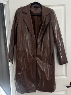 Forever 21 Brown Faux Leather Long Coat