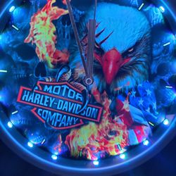 Harley Davidson Skull Led Clock 