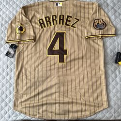 Luis Arraez Jersey San Diego Padres Tan Pinstripe Mens Stitched #4