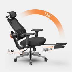 Magic H-Bpro Ergonomic Office Chair with Laptop Table-Black