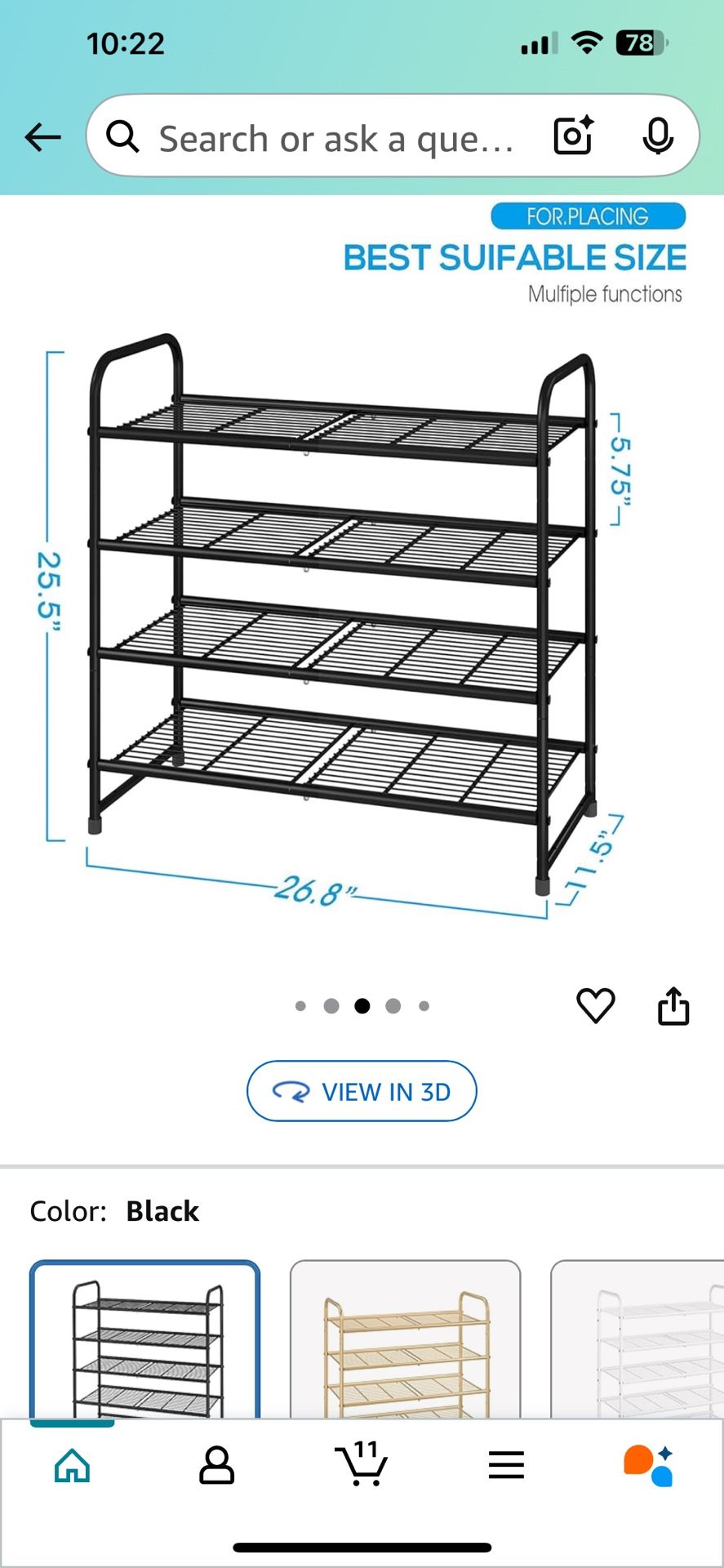 4 Tier Metal Shoe Rack Storage With Extra Shoe Storage On The Side