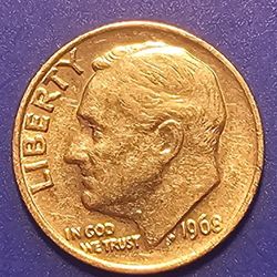 USA 1968 NO MINT MARK  DIME ,WITH ERRORS ,A GREAT  COIN FOR YOUR COLLECTION!!