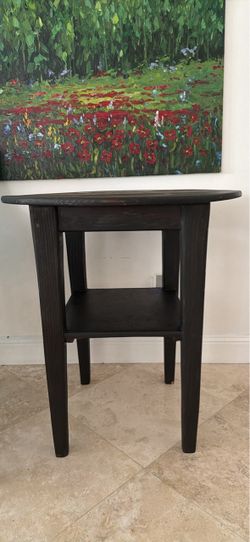 Dark Wood Round Top Side Table