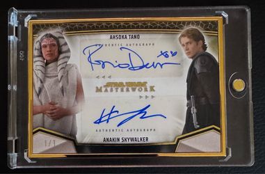 2025 Star Wars Masterwork Ahsoka & Anakin Gold Frame 1/1 Dual Auto