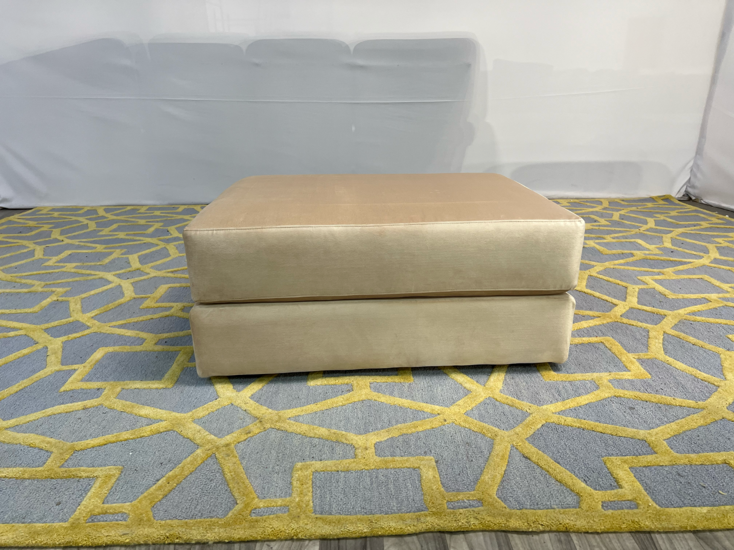( Delivery Available ) The Elevate Ottoman Cashew Recycled Velvet