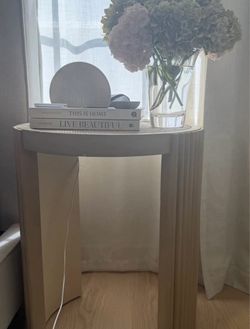 Round Side Tables with Rattan Top