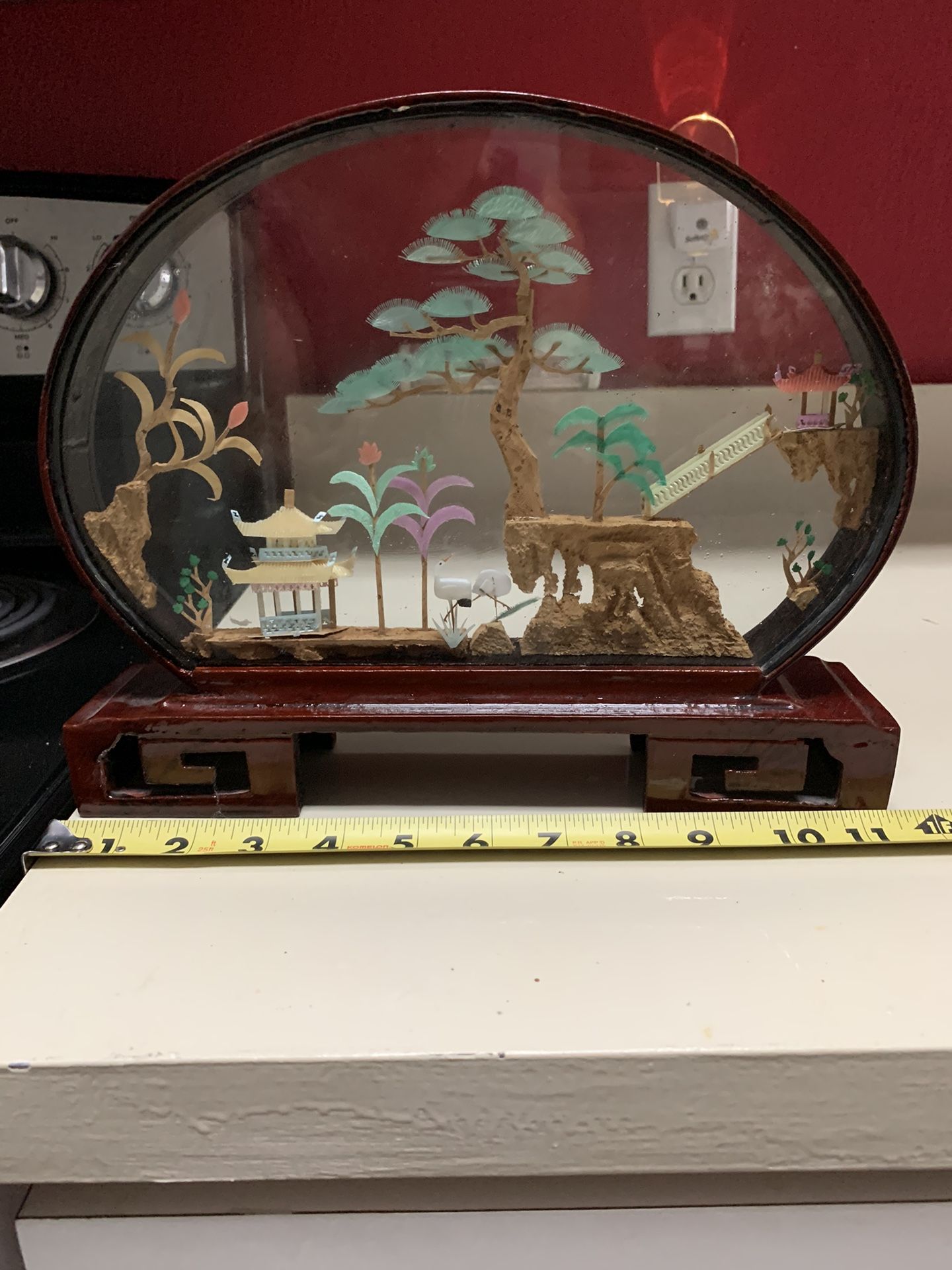 Vintage Asian Art Carved Cork Art 3D