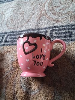 Vintage 1990's  Applause / Russ Berrie & Co. "Mugs-N-Hugs" Valentine's Day "I LOVE YOU" Chocolate 🍫 Drip Mug.