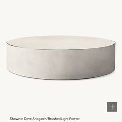 Restoration Hardware Saunderson Shagreen 60” Round Coffee Table In Dove
