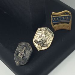 3 Vintage Lapel Pins 1 Lextran Bus Driver 2 Safe Driver Awards Years 3 & 4