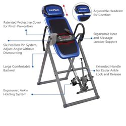 INNOVA HEALTH AND FITNESS ITM4800 Advanced Heat and Massage Inversion Table,Black/ Blue / Gray