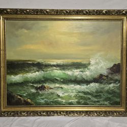 Nice Original Seascape Oil Painting On Canvas Signed