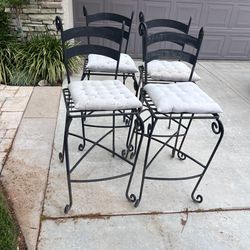 Wrought Iron Chairs - Outdoor Barstools Set Of 4
