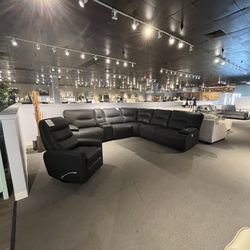 Black 6pc Power Reclining Sectional Couch