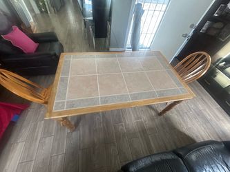 Wood Dining Table with Tile Top