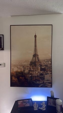 Large Framed Eiffel Tower Wall Art