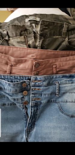 Jeans from Charlotte Russe Camofaluge and reg Jean size 12 and the pink jegging is size 14
