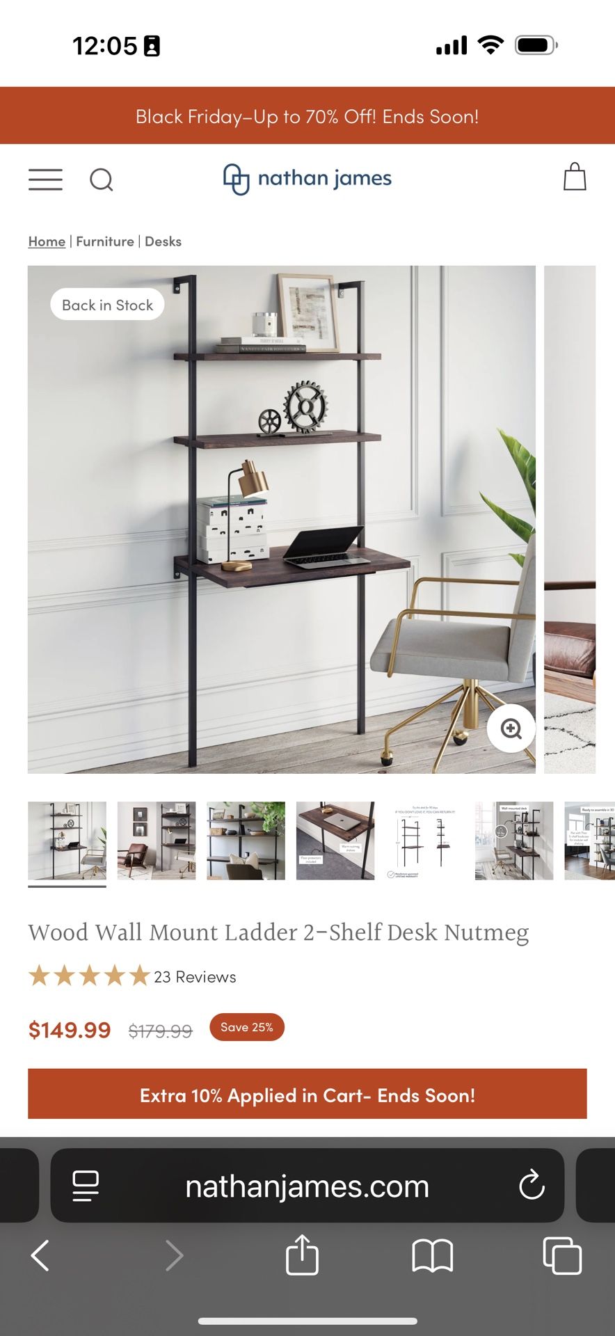 Nathan James wall Desk 