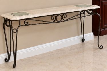 Marble Top Wrought Iron Console Table