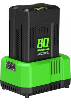 1 Pack 3.0Ah Battery Replacement for Greenworks 80V Battery, Compatible with Greenworks 80V Power Tools, Single-Port 80V Charger Compatible with Green