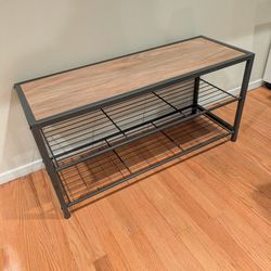 3-Tier Wood Bronze Anthracite Steel Shoe Storage Bench