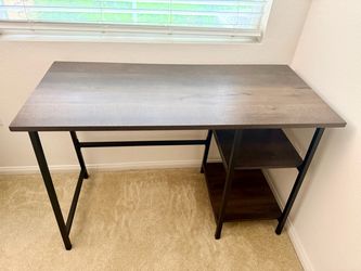 Dark Wood & Black Metal Desk