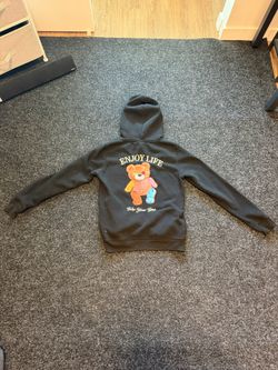 Black Teddy Bear “Enjoy Life” Hoodie 🖤🐻