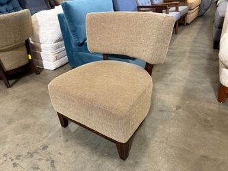 JASON FURNITURE Olive Green and Brown Round Open Back Accent Chair