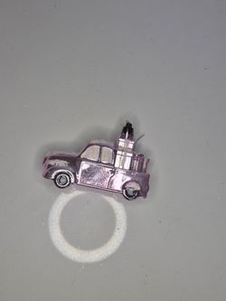 Pink Vintage Truck Presents Glitter Snow Christmas Tree Ornament