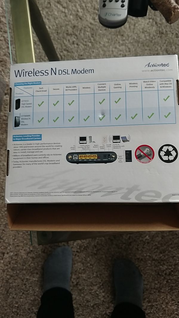 Action-tec 300Mbps Wireless N DSL Modem Router GT784WN Actiontec ADSL 4 Port