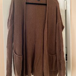 Brown Cardigan Sweater.  100 ％ cotton